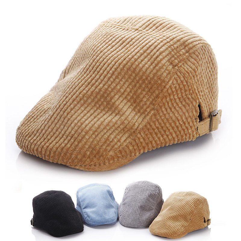 Girl Compatable Beret Corduroy  Warm Hat