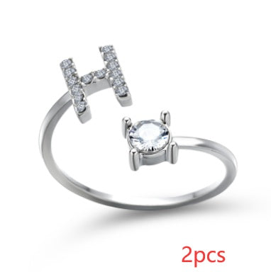 Women Adjustable 26 Initial Letter Fashion  Ring