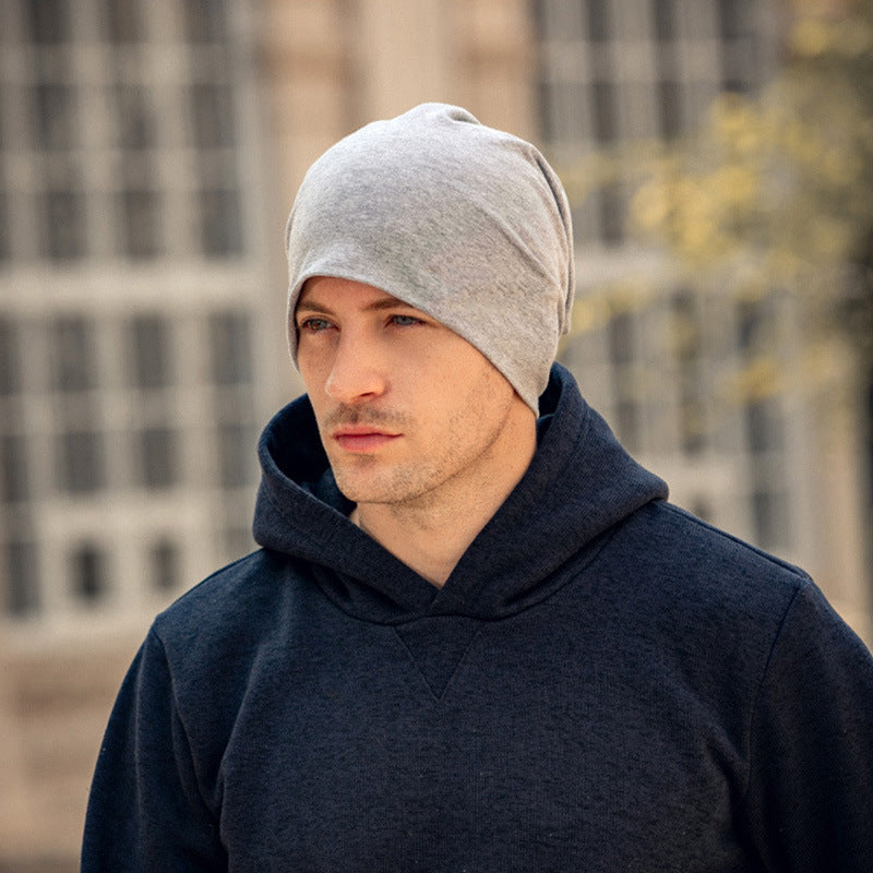 Man Solid Color Autumn Spring Beanies Hat