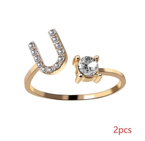 Women Adjustable 26 Initial Letter Fashion  Ring