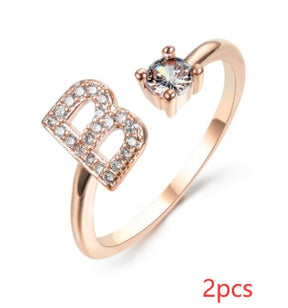 Women Adjustable 26 Initial Letter Fashion  Ring