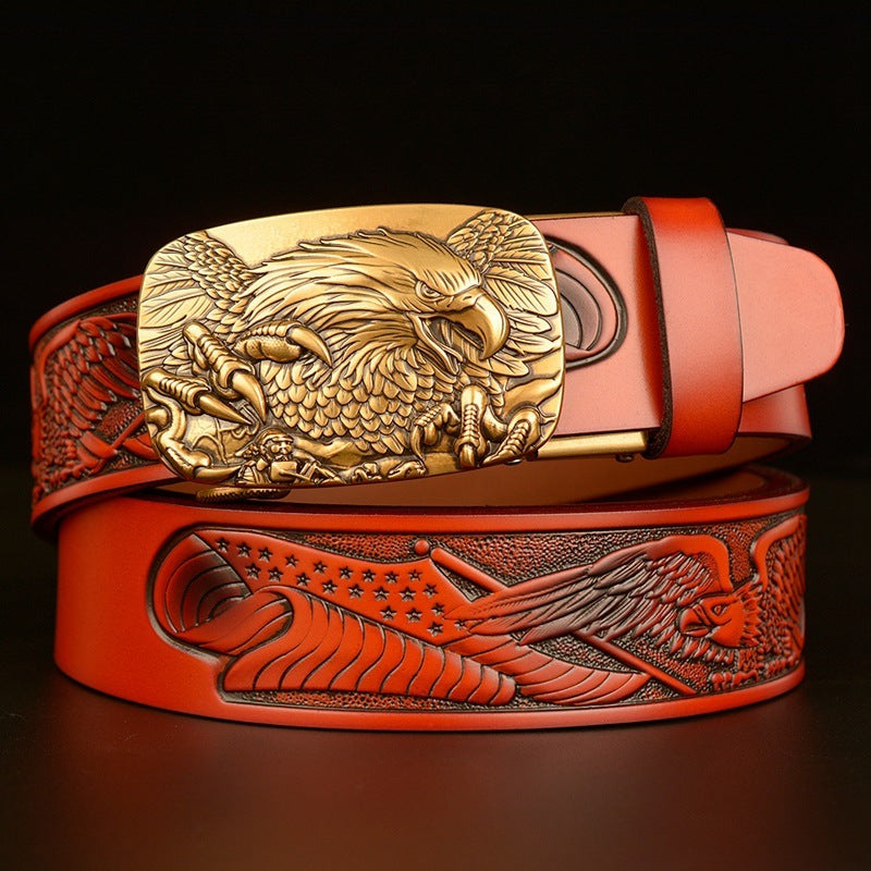 Men's Fashion  Eagle Head Automatic Buckle Belt