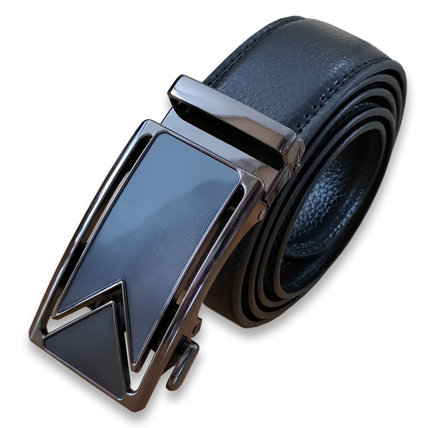 Men's Slide Buckle Ratchet Leather Belt