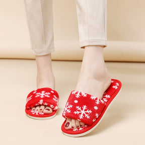 Christmas Tree Home Slippers Fashion Floor Bedroom Open-toe Plush Slippers For Women Fuzzy House Shoes