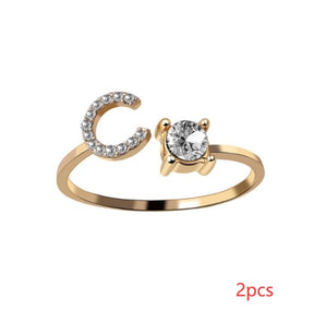 Women Adjustable 26 Initial Letter Fashion  Ring