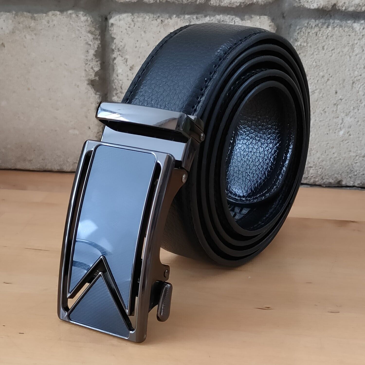 Men's Slide Buckle Ratchet Leather Belt