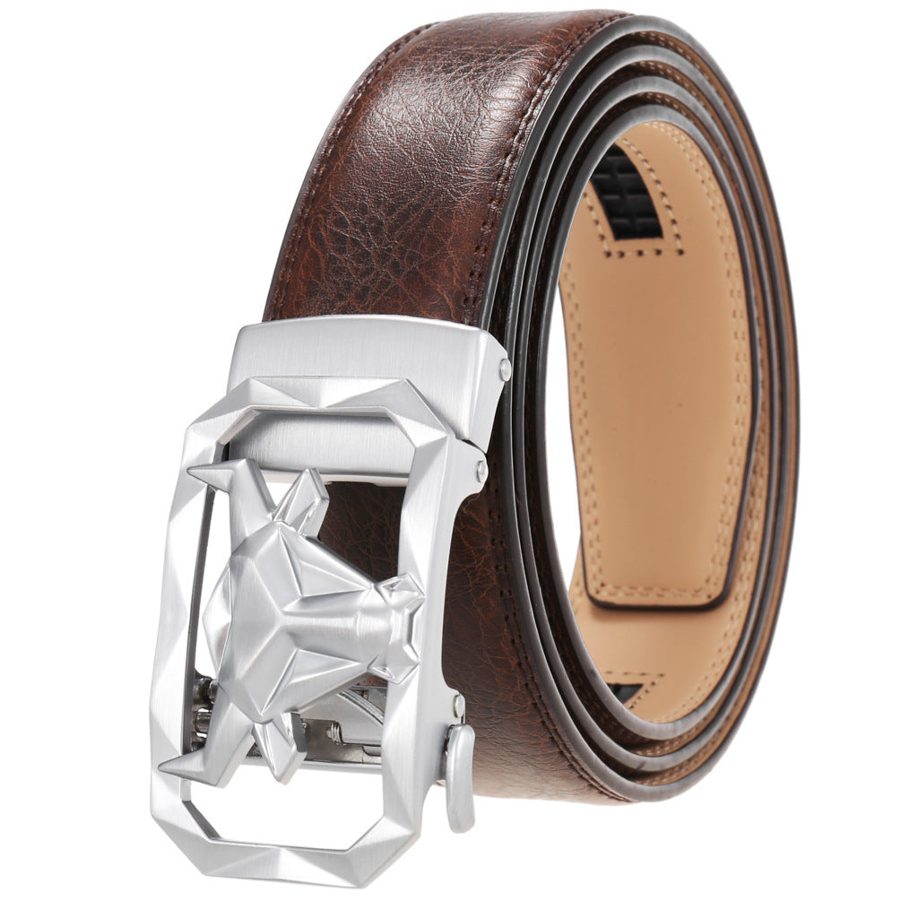 Fashion Men's Leather Belt Alloy Automatic Buckle