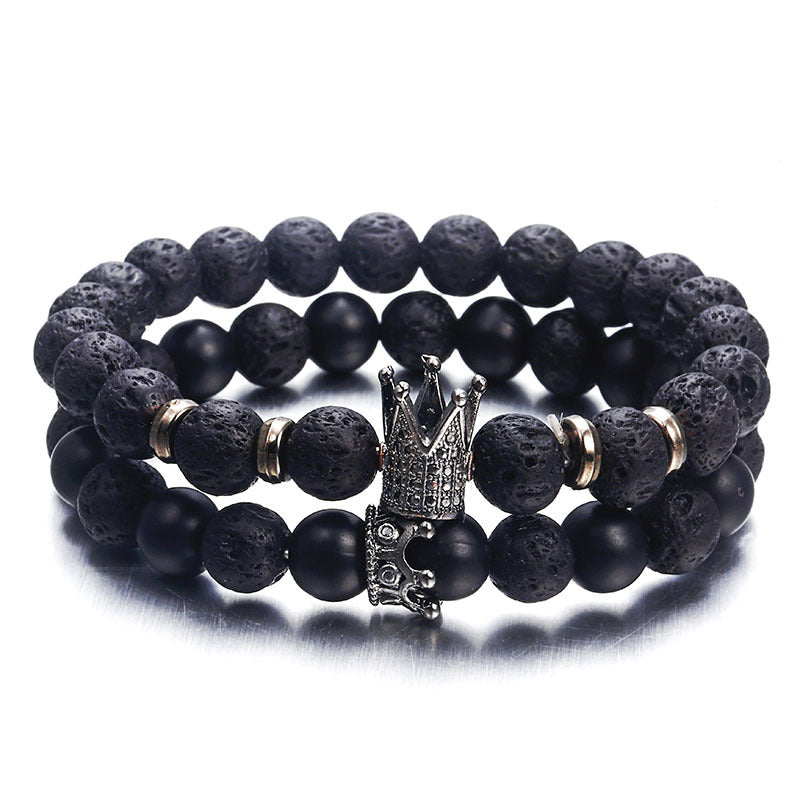 Men Fashion Lava Natural Stone Beads Bracelet