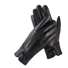 Genuine Leather Gloves For Men And Women Autumn And Winter Fleece-lined Thickened