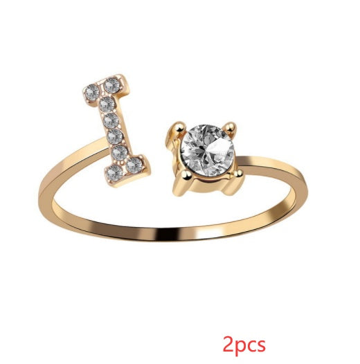 Women Adjustable 26 Initial Letter Fashion  Ring