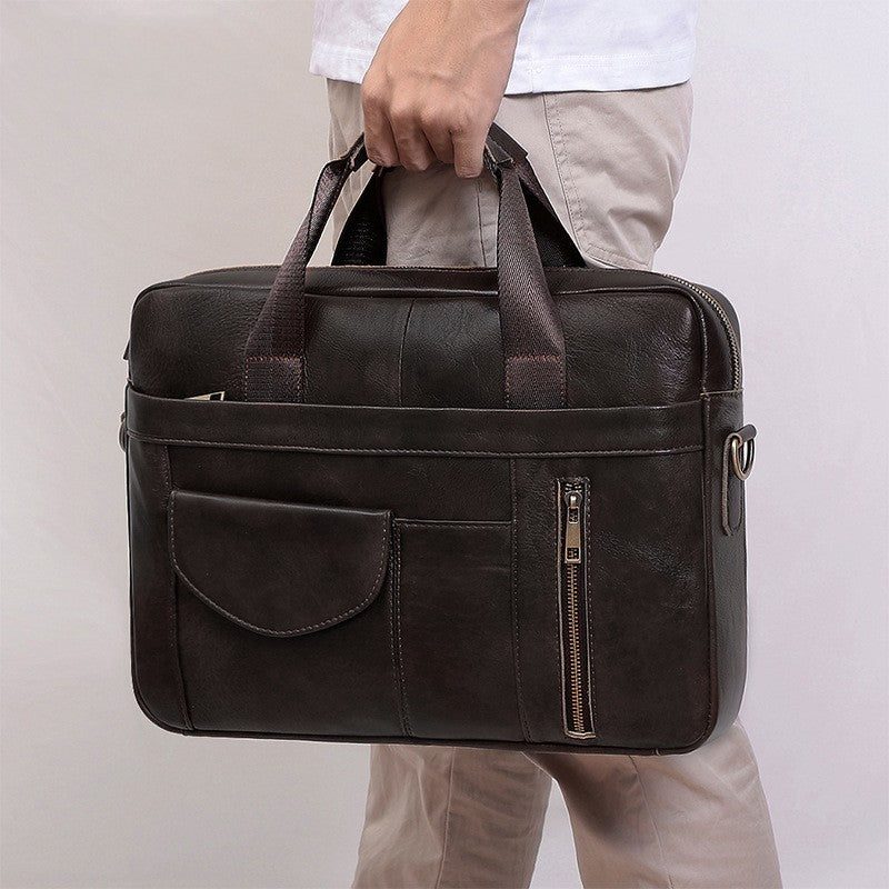 Simple Casual Men's Real-leather Handbag