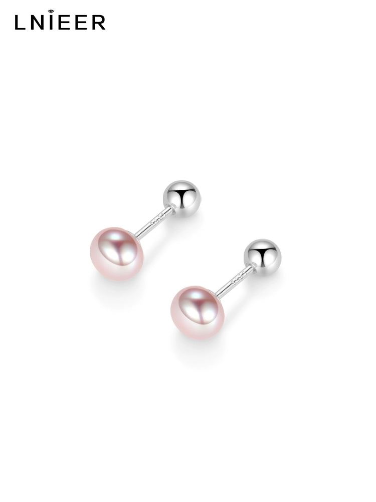 999 Sterling Silver Natural Pearl Ear Studs Female S