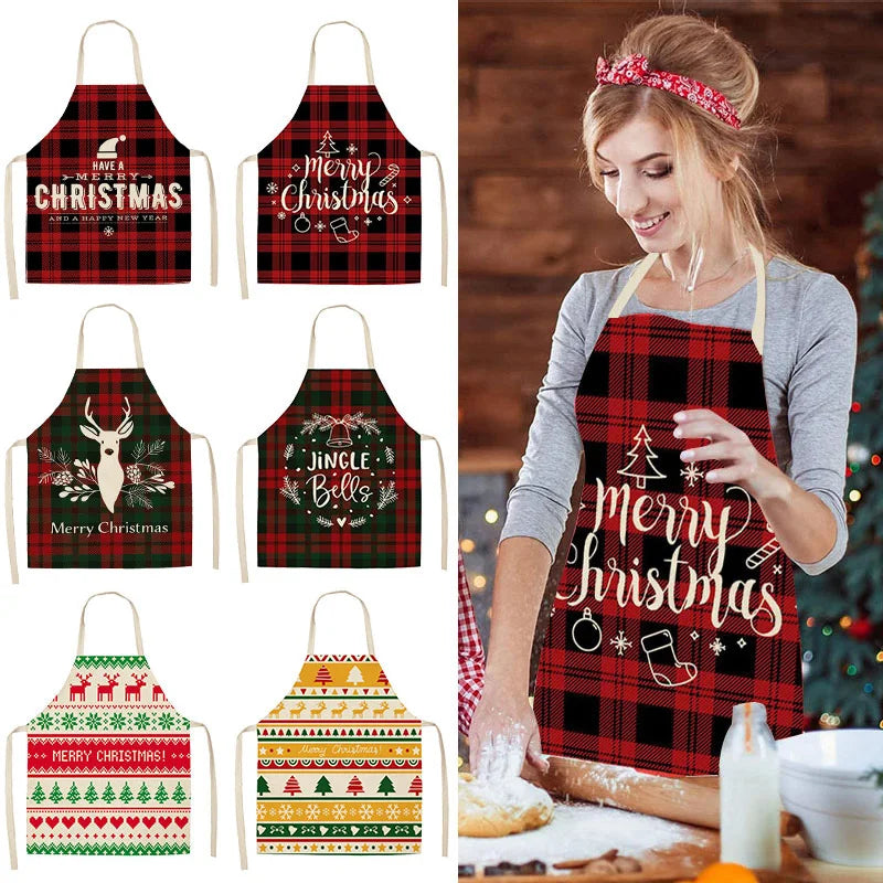 Merry Christmas Apron Decorations for Home Kitchen Accessories