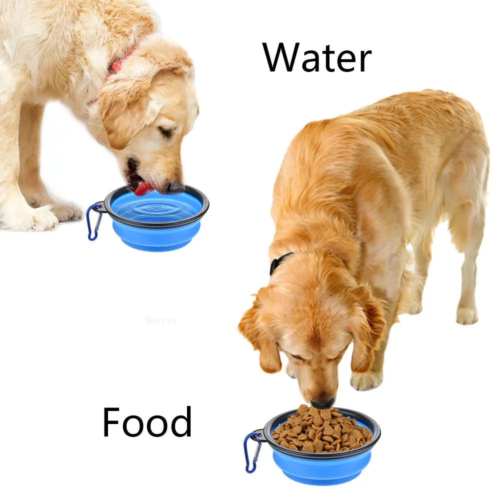 Pet Outdoor Camping Silicone Food Water Bowl