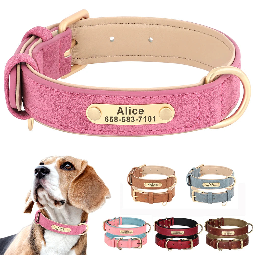 Dog  Personalized Collar Custom PU Leather Collar