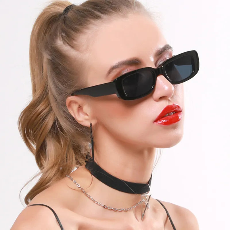 Women's Fashion Trendy Vintage Popular Square Frame Rectangle Sunglasses UV Protection