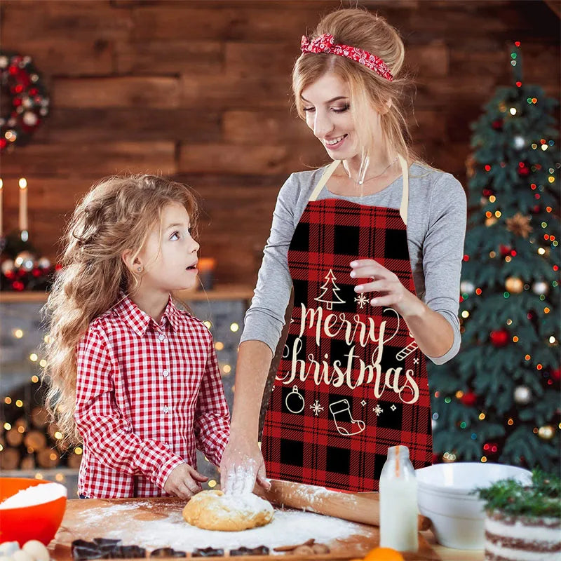 Merry Christmas Apron Decorations for Home Kitchen Accessories