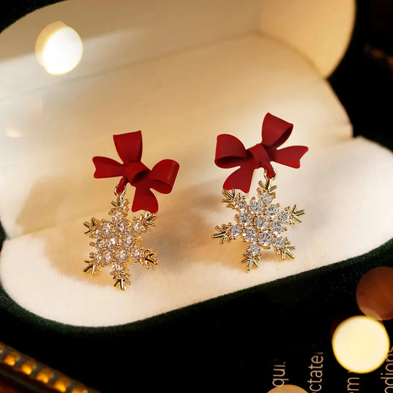 Women Christmas Snowflakes Drop Earring