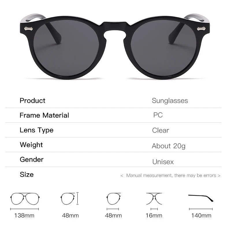 Men Brand Small Frames Round Clear Sunglasses