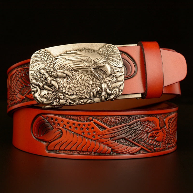 Men's Fashion  Eagle Head Automatic Buckle Belt