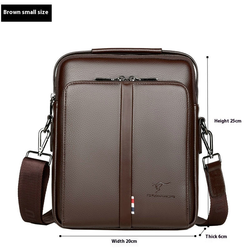 Men's Business Casual Crossbody Vertical And Portable Design Large Capacity Shoulder Leather Backpack