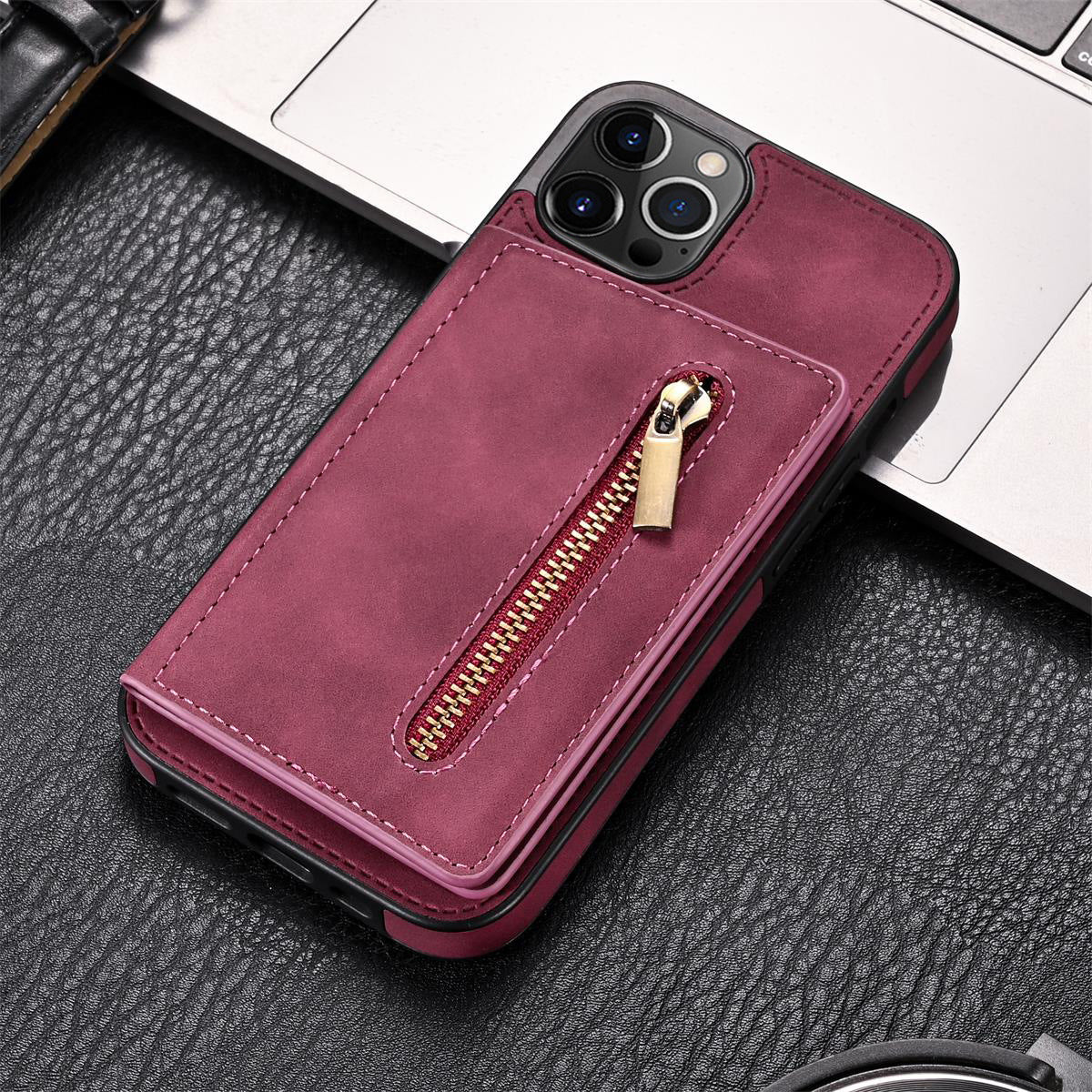 Side Stick Zipper Card Phone Case