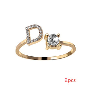 Women Adjustable 26 Initial Letter Fashion  Ring