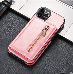 Side Stick Zipper Card Phone Case