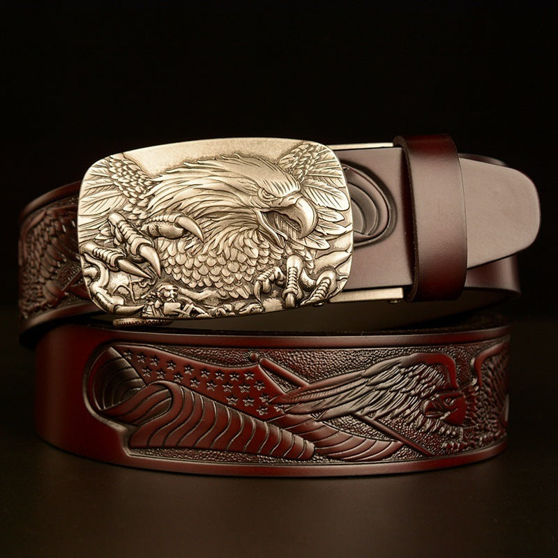 Men's Fashion  Eagle Head Automatic Buckle Belt