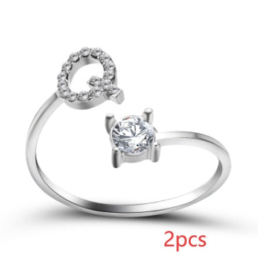 Women Adjustable 26 Initial Letter Fashion  Ring