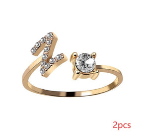 Women Adjustable 26 Initial Letter Fashion  Ring
