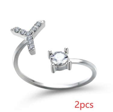 Women Adjustable 26 Initial Letter Fashion  Ring