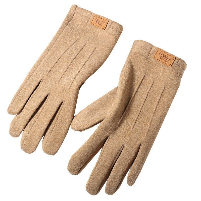 New Men's Gloves Winter Fleece-lined Warm Dralon Korean Wind-proof And Cold Protection Touch Screen Cycling