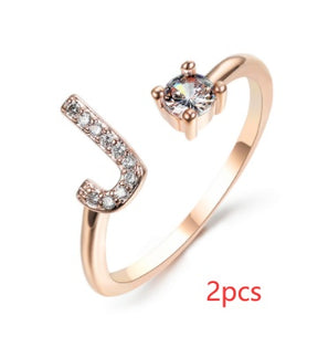 Women Adjustable 26 Initial Letter Fashion  Ring