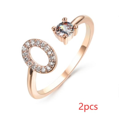 Women Adjustable 26 Initial Letter Fashion  Ring