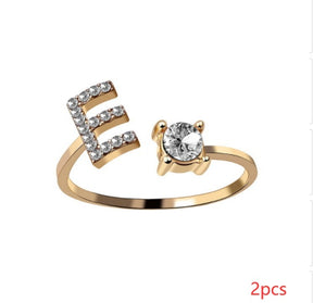 Women Adjustable 26 Initial Letter Fashion  Ring