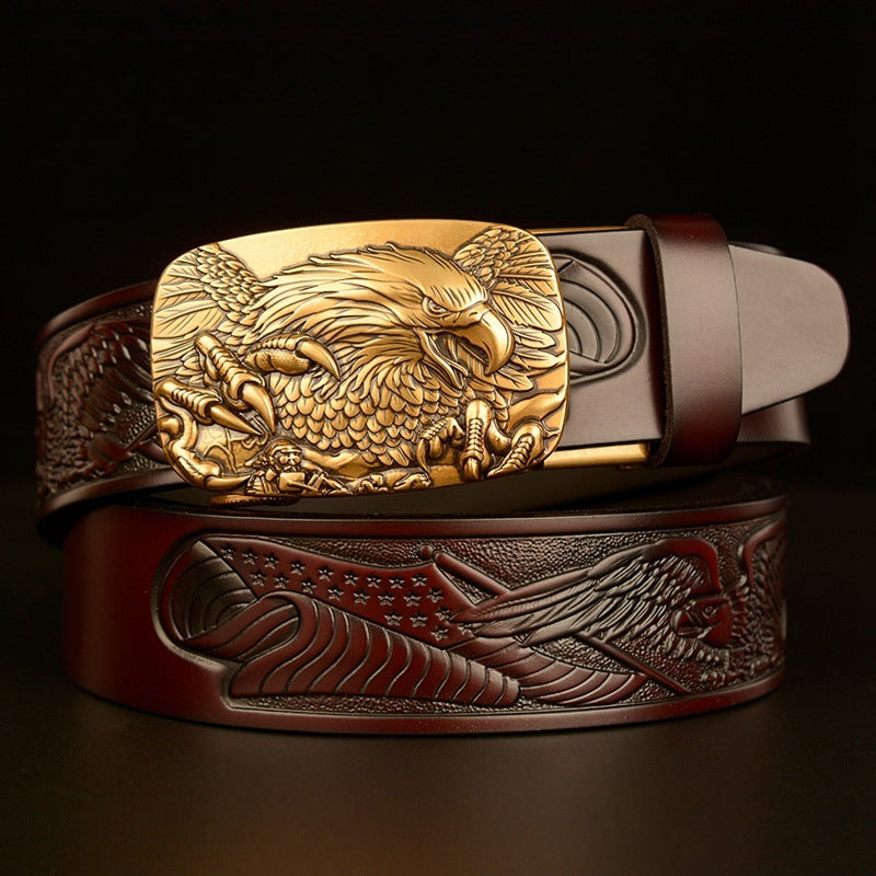 Men's Fashion  Eagle Head Automatic Buckle Belt