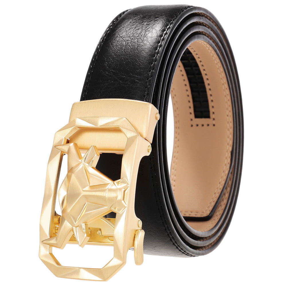 Fashion Men's Leather Belt Alloy Automatic Buckle