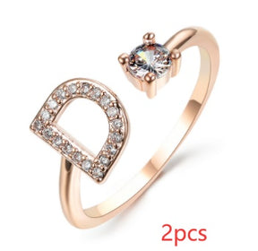 Women Adjustable 26 Initial Letter Fashion  Ring