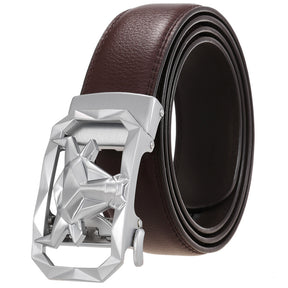 Fashion Men's Leather Belt Alloy Automatic Buckle