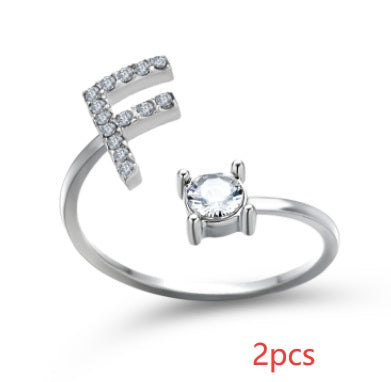 Women Adjustable 26 Initial Letter Fashion  Ring