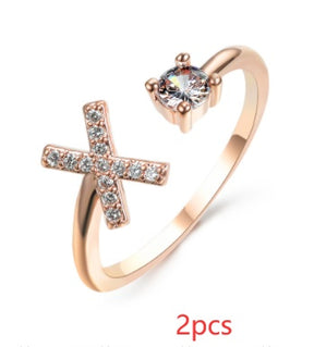 Women Adjustable 26 Initial Letter Fashion  Ring