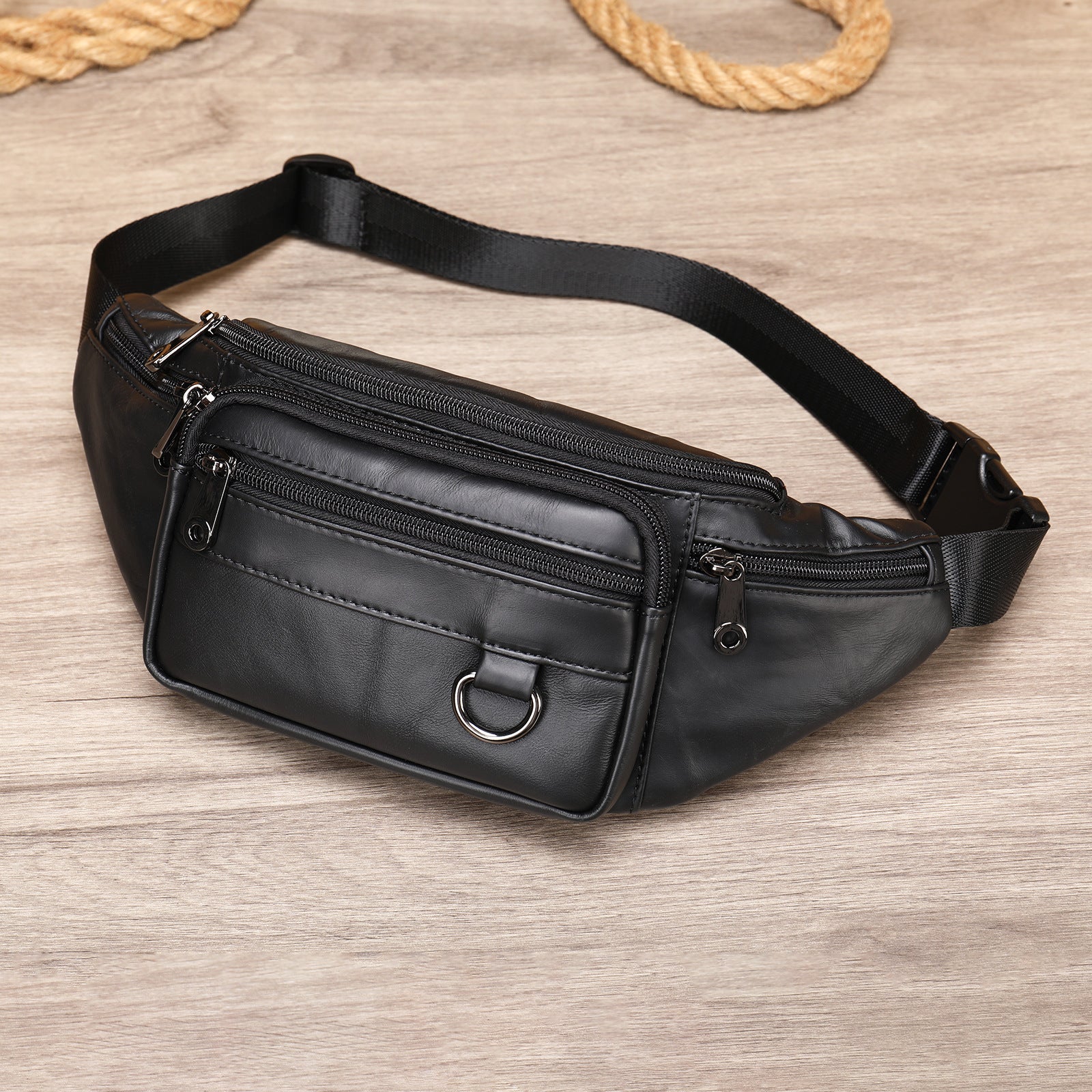 Men's Leather Phone Chest Bag