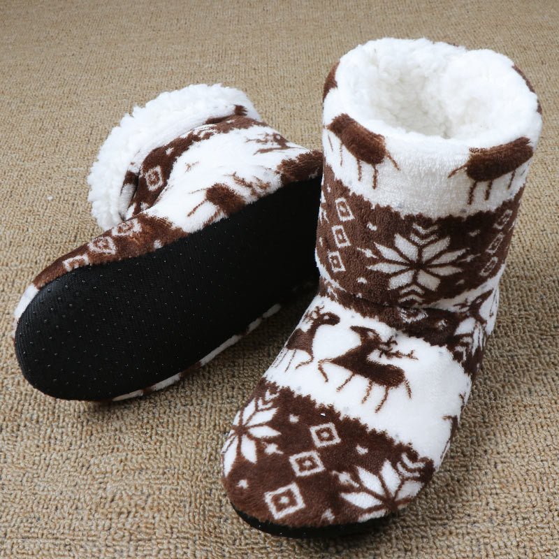 Christmas Elk Floor Shoes Indoor Socks Shoes Warm Plush House Slippers